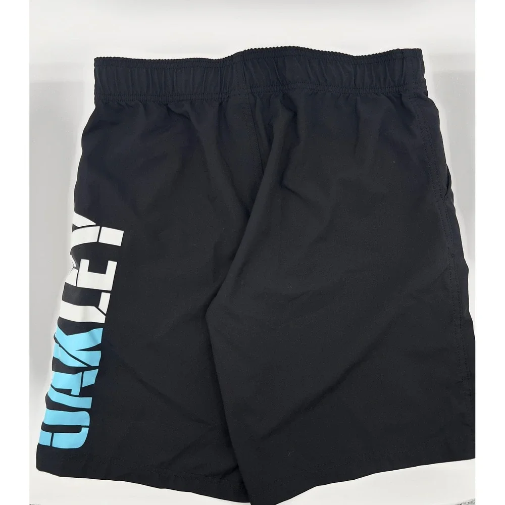 Oakley Gym Shorts Black Athletic Performance Graphic With Pockets Mens 33 0427